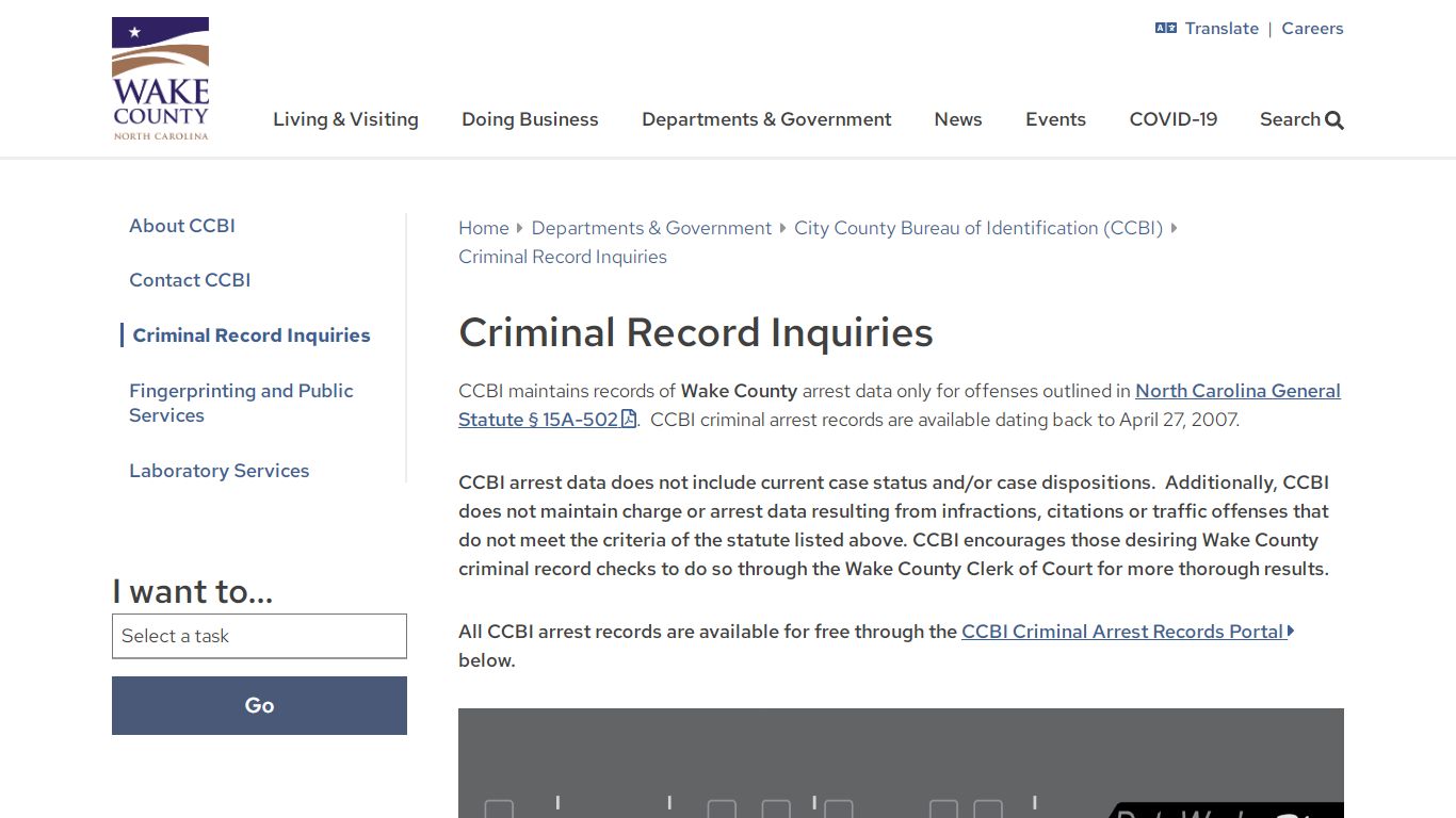 Criminal Record Inquiries | Wake County Government